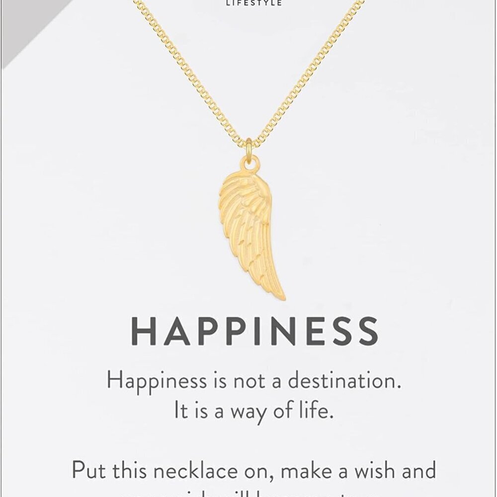 Gold Angel Wing Necklace 925 Sterling Silver Pendant